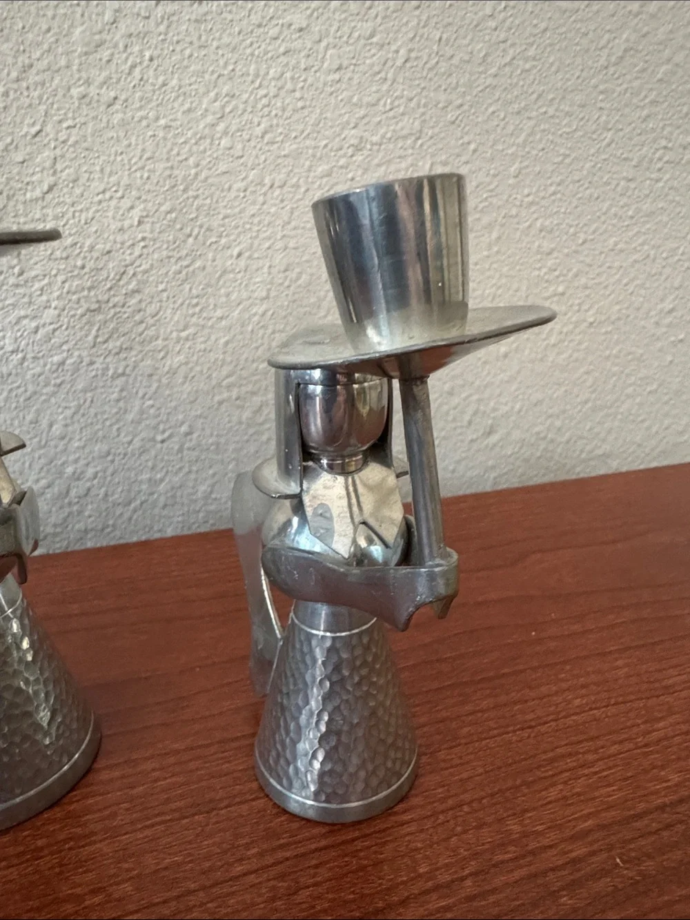 VTG MCM Retro Mod Set of 4 of Banka Tin Aluminum Metal Angel Candle Holders